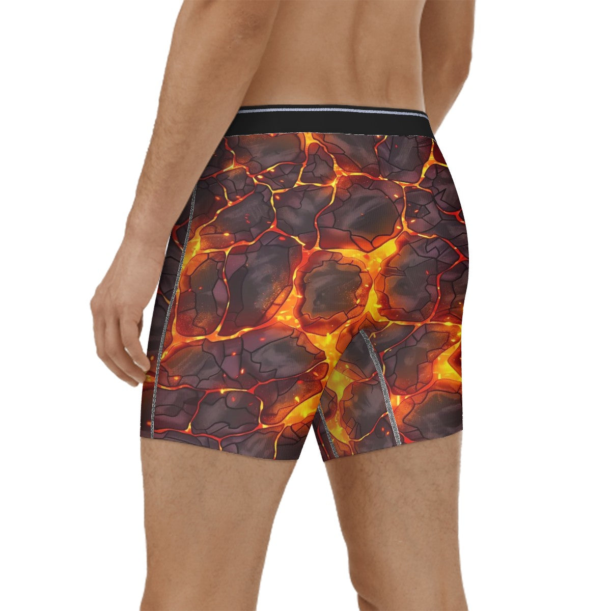 Extended Men's Boxer Briefs-Lava Pattern