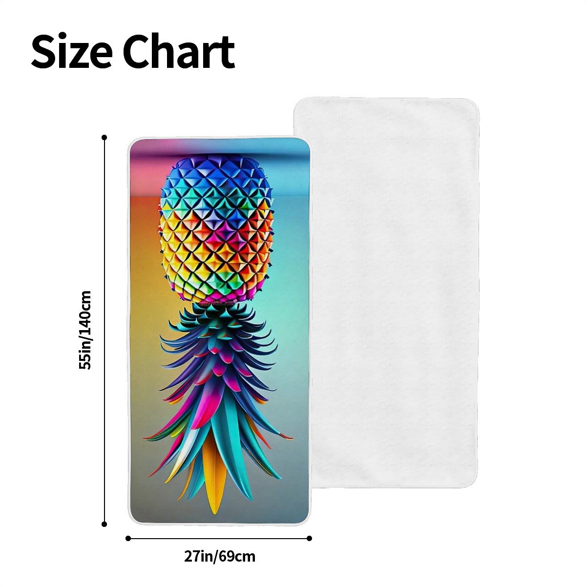 Colorful Upside-Down Pineapple Coral Fleece Bath Towels 55"x27"