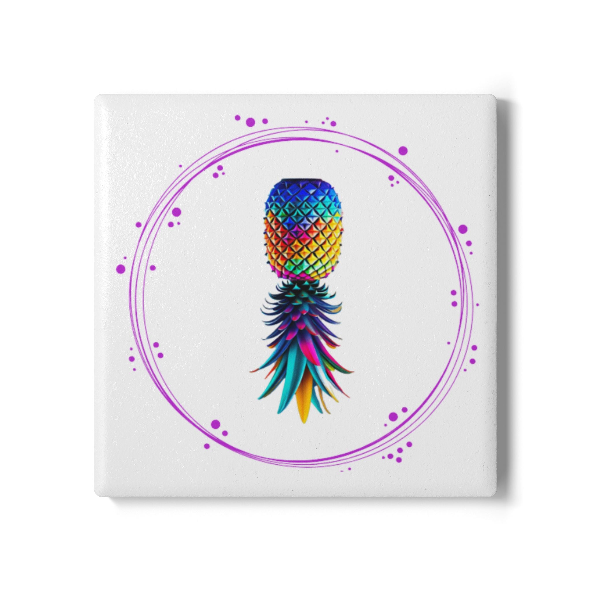Colorful Pineapple Ceramic Coaster - Tropical Vibe Home Decor