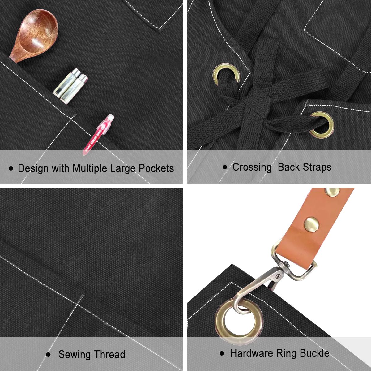 Upside Down Pineapple Unisex Canvas Cross Back Apron with Pockets