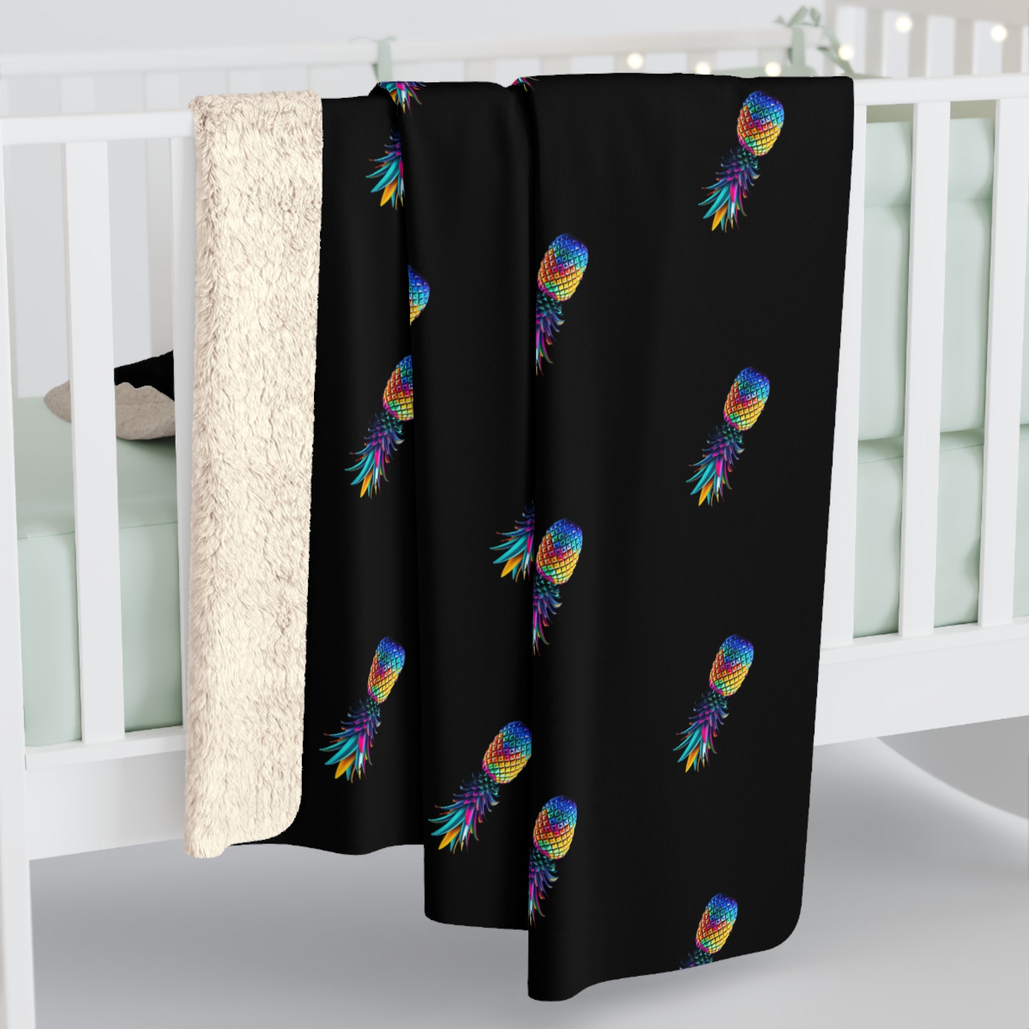 Colorful Pineapple Sherpa Fleece Blanket