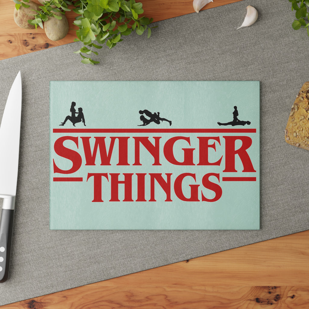 Funny Glass Cutting Board - 'Swinger Things' Kitchen Decor for Entertaining & Gifts