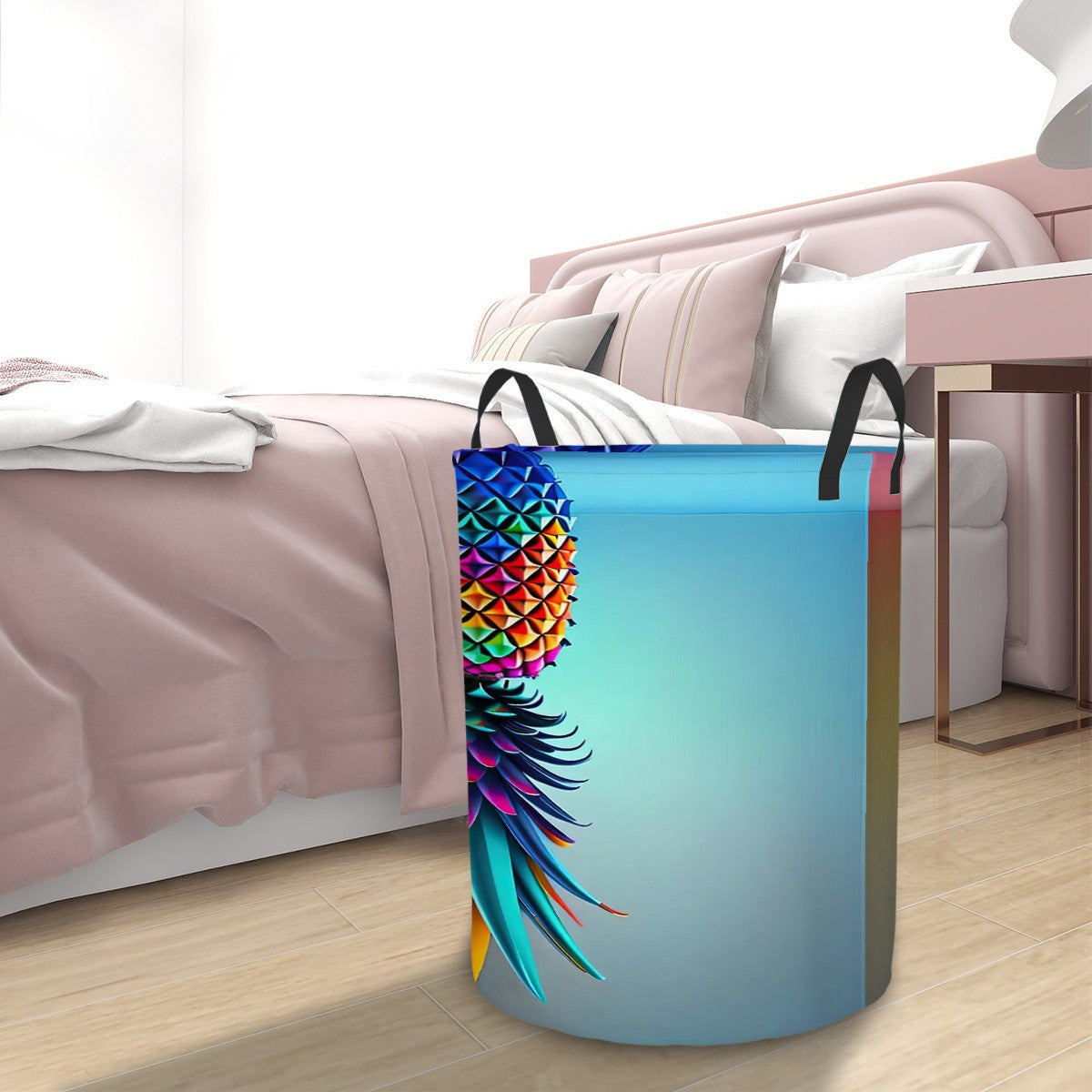 Colorful Upside-Down Pineapple Circular Laundry Basket
