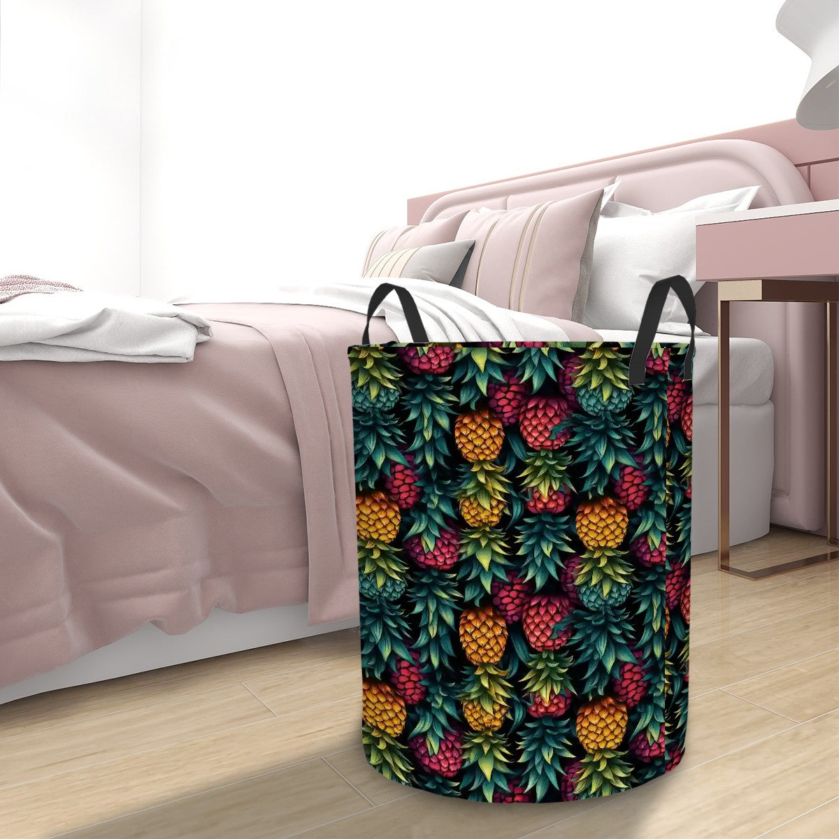 Colorful Upside-Down Pineapple Circular Laundry Basket
