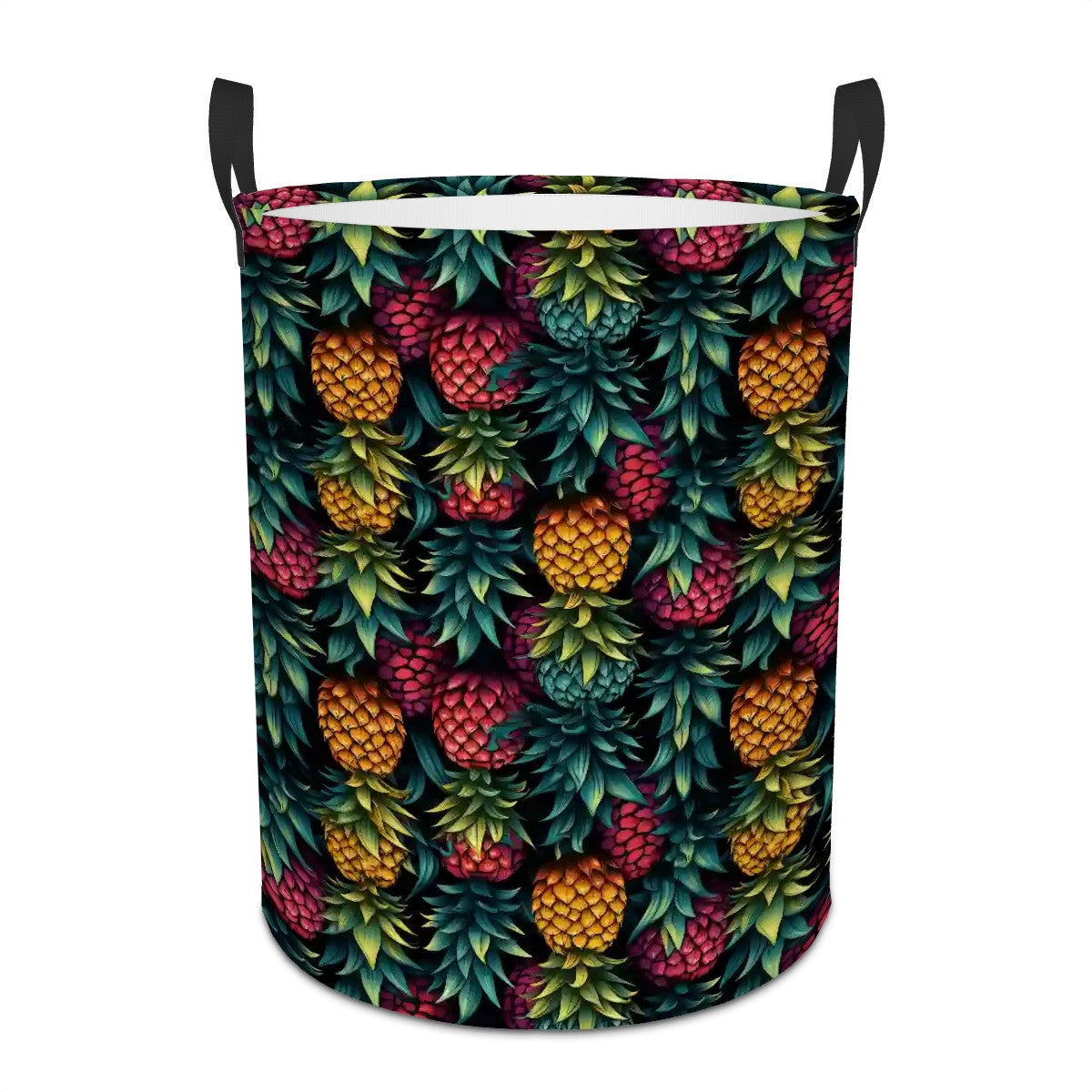 Colorful Upside-Down Pineapple Circular Laundry Basket