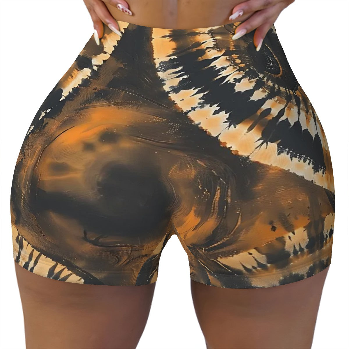 Athletic Shorts for Women Customized Services-Gold Pattern