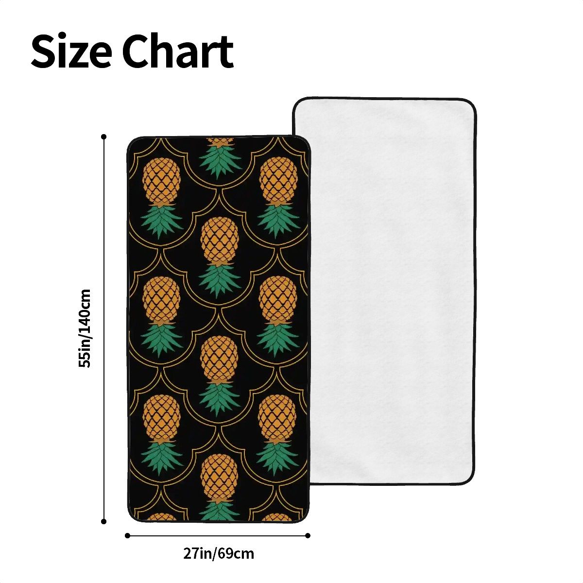 Fancy Upside-Down Pineapple Coral Fleece Bath Towels 55"x27"