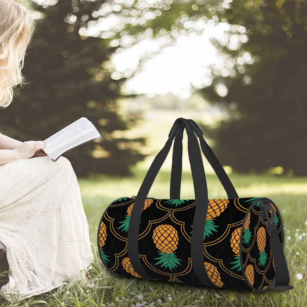 Luxury Upside Down Pineapple Cylinder Duffle Bag Large Capacity
