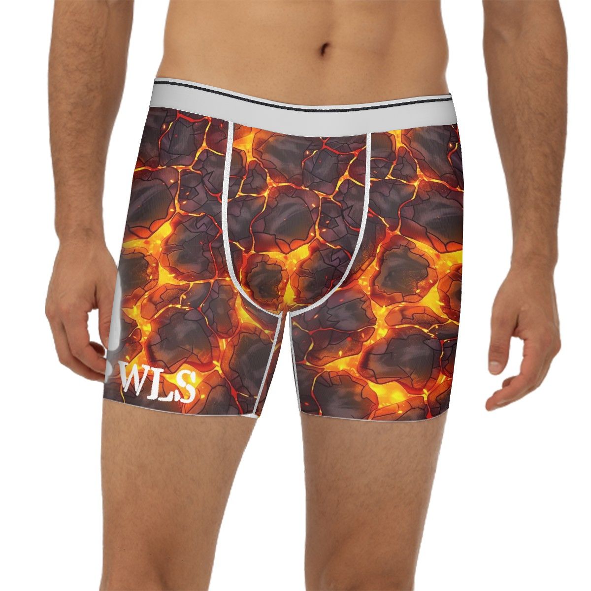Extended Men's Boxer Briefs-Lava Pattern