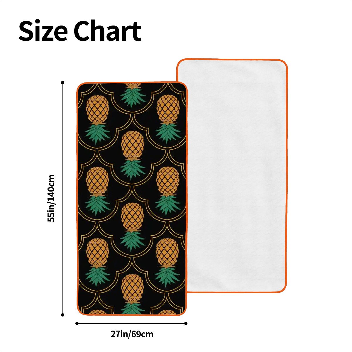 Fancy Upside-Down Pineapple Coral Fleece Bath Towels 55"x27"