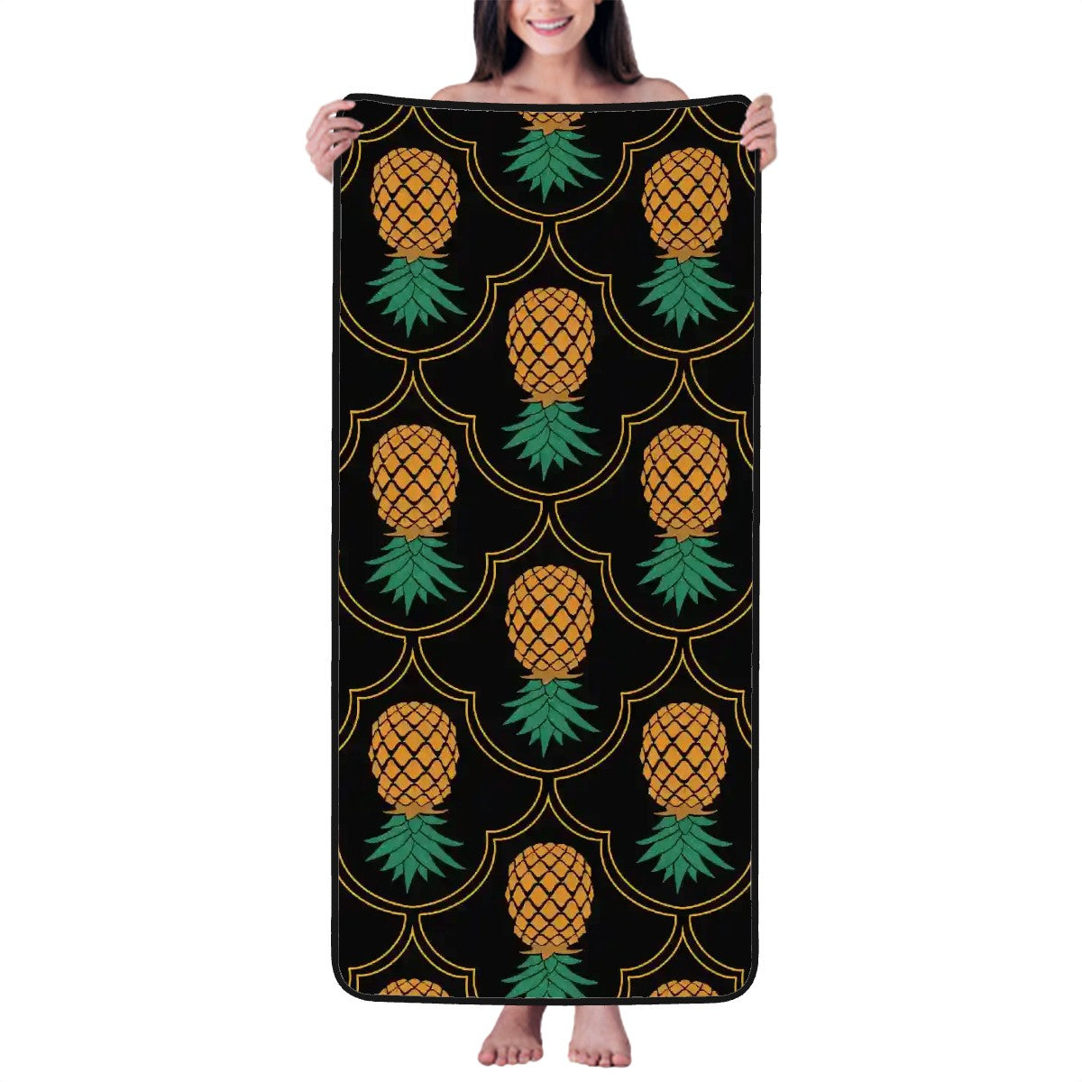 Fancy Upside-Down Pineapple Coral Fleece Bath Towels 55"x27"
