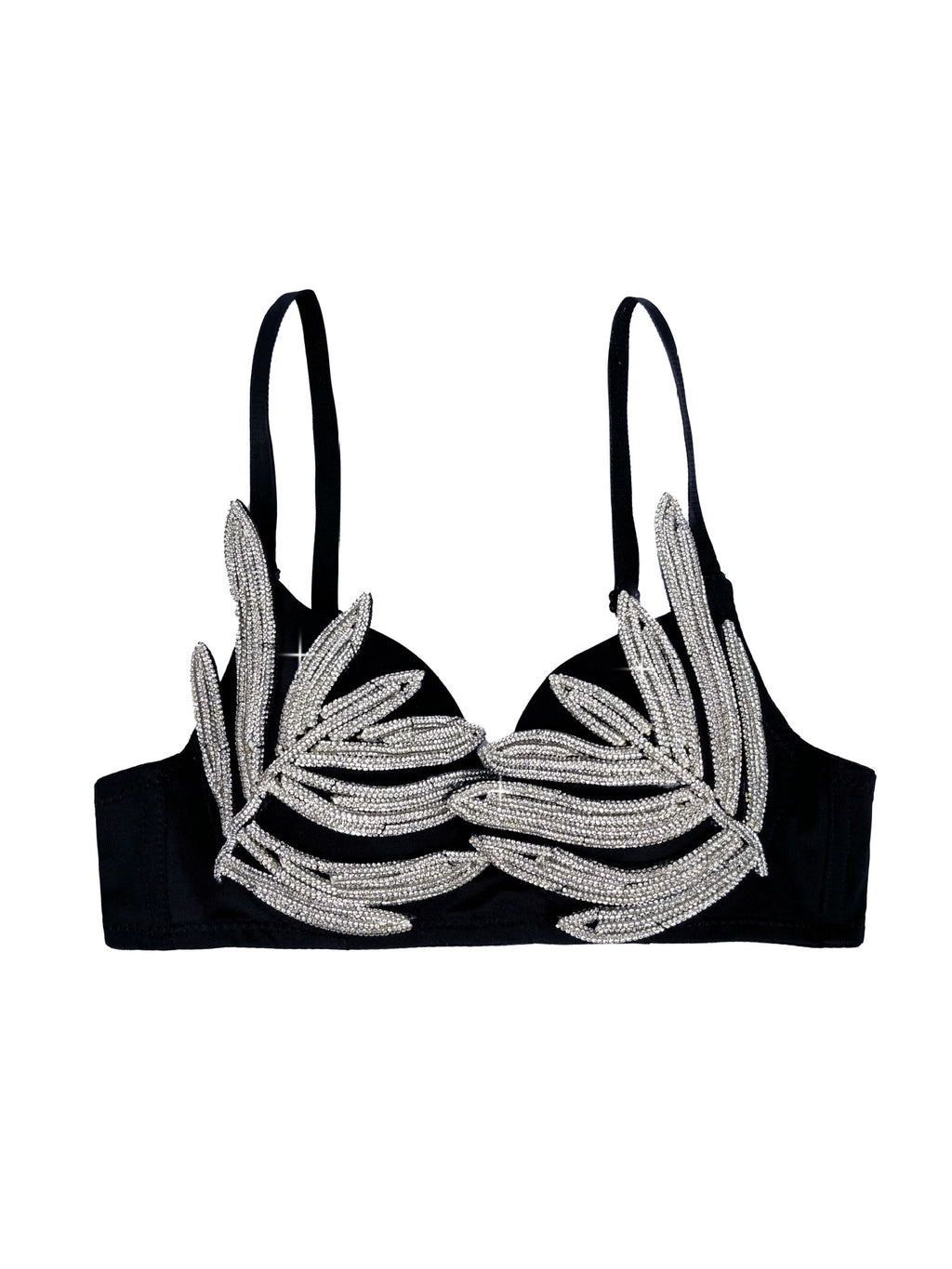 Evening Dress Party Black High-Design Silver 3D Rhinestone Outerwear Shaping Bra