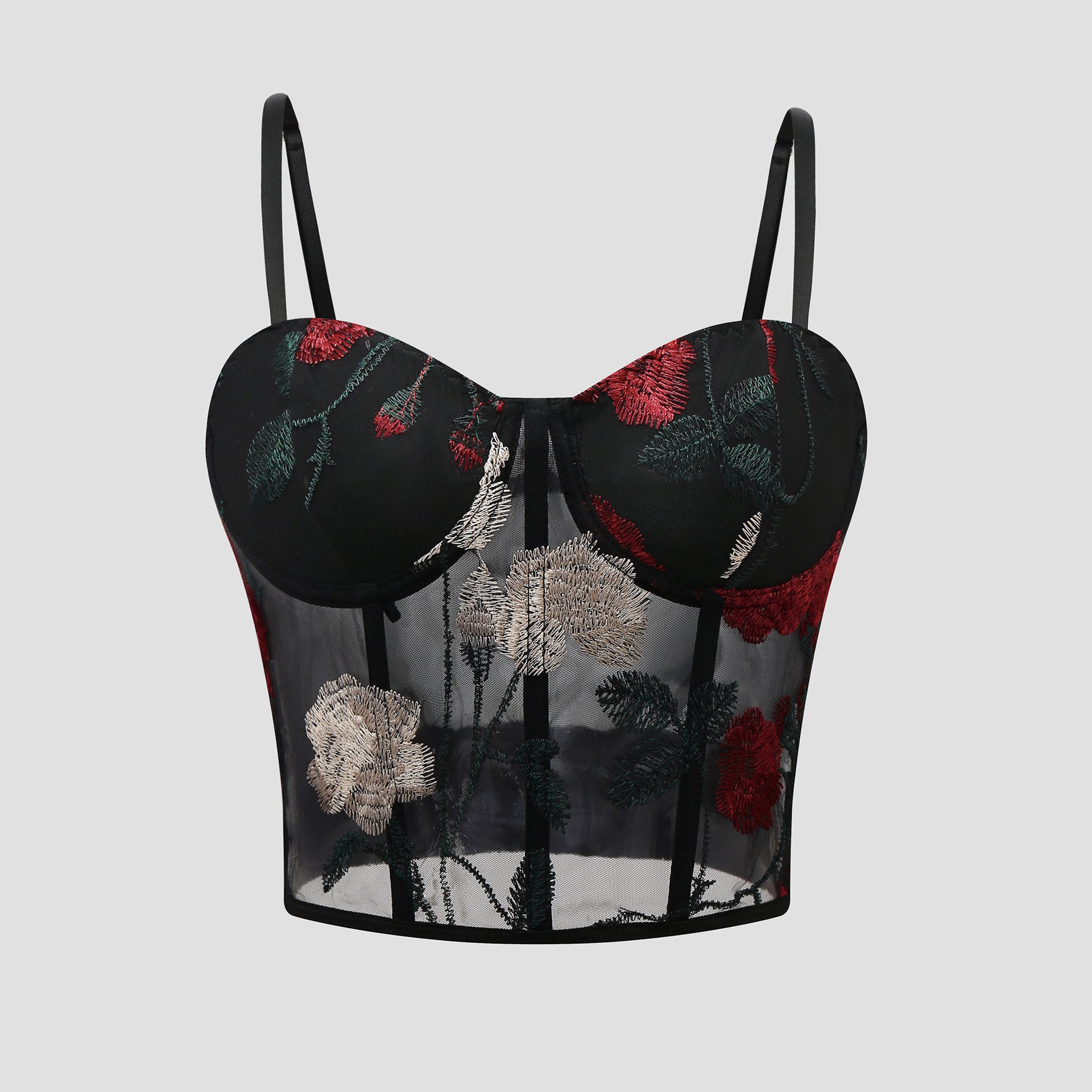 Flower embroidery suspender