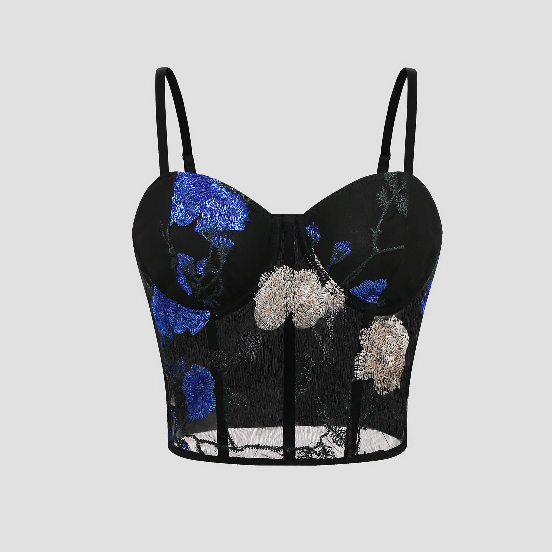 Flower embroidery suspender