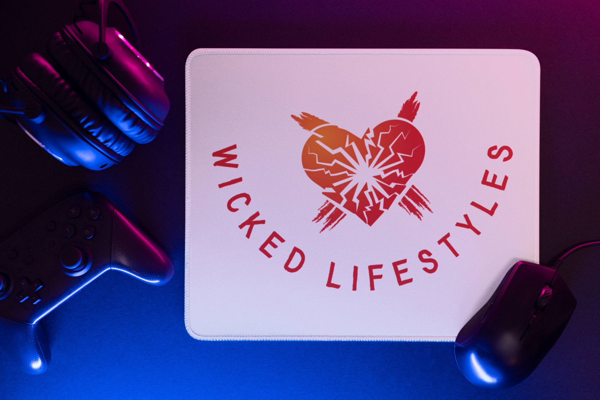 Wicked Lifestyles Mouse Pad - Wicked Lifestyles Logo - Red and White Rectangle