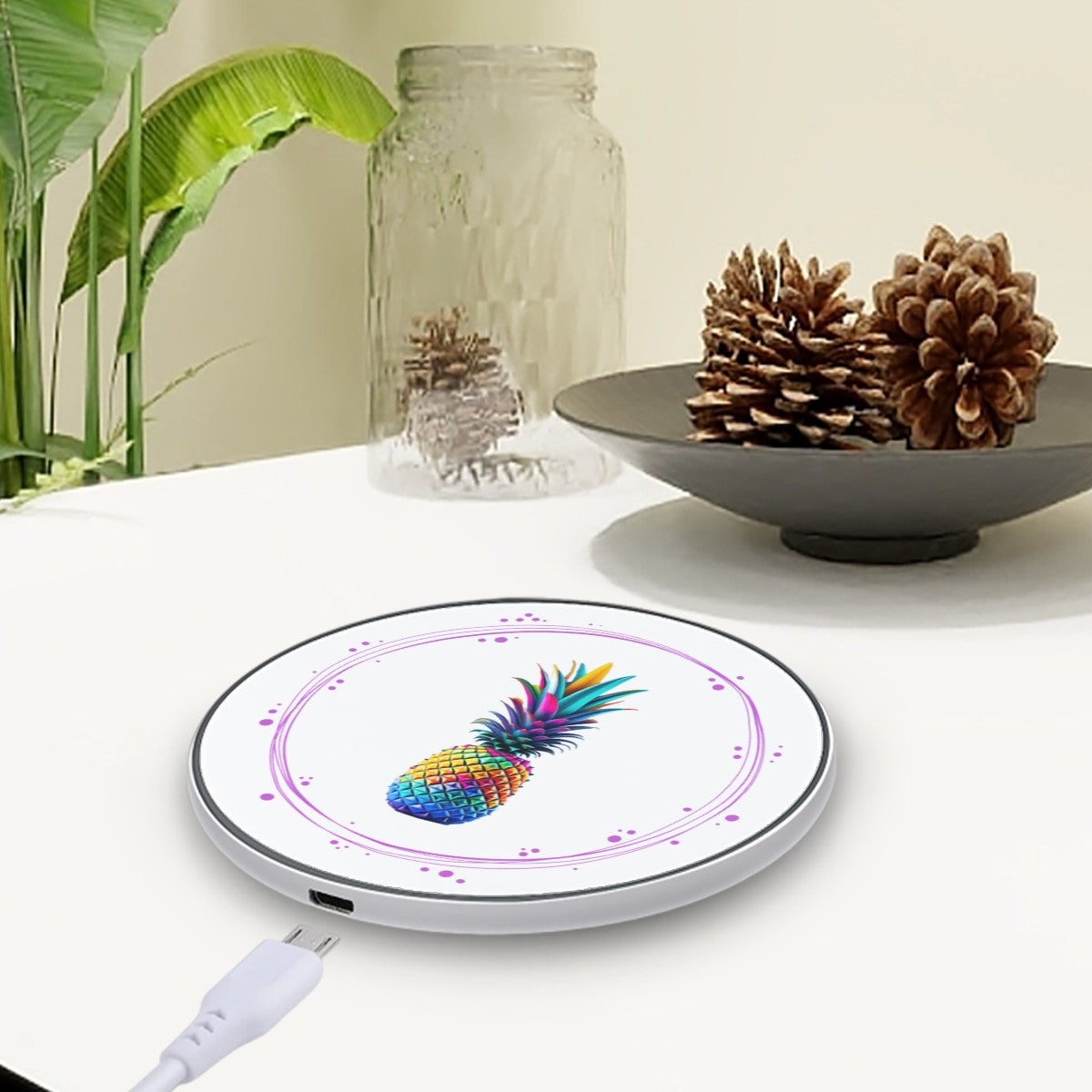 Colorful Upside Down Pineapple Wireless Charger