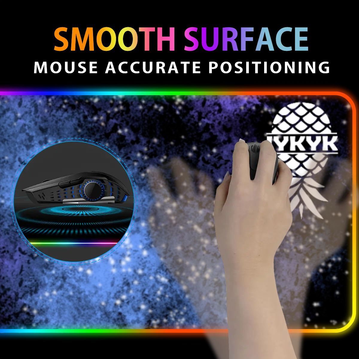 IYKTYK Pineapple Wireless Charging RGB Mouse Pad (8:3)