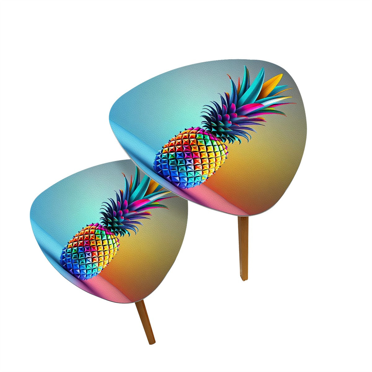 Colorful Upside-Down Pineapple Triangle Coffee Table Set of 2 (Made in USA)