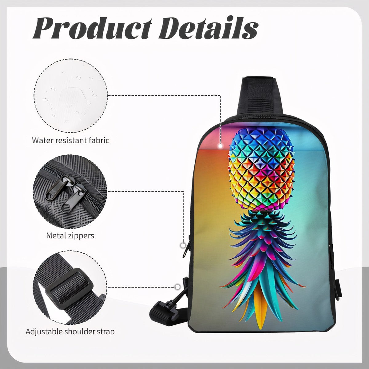 Upside-Down Pineapple Double Layer CrossBody Bag; Chest Bag