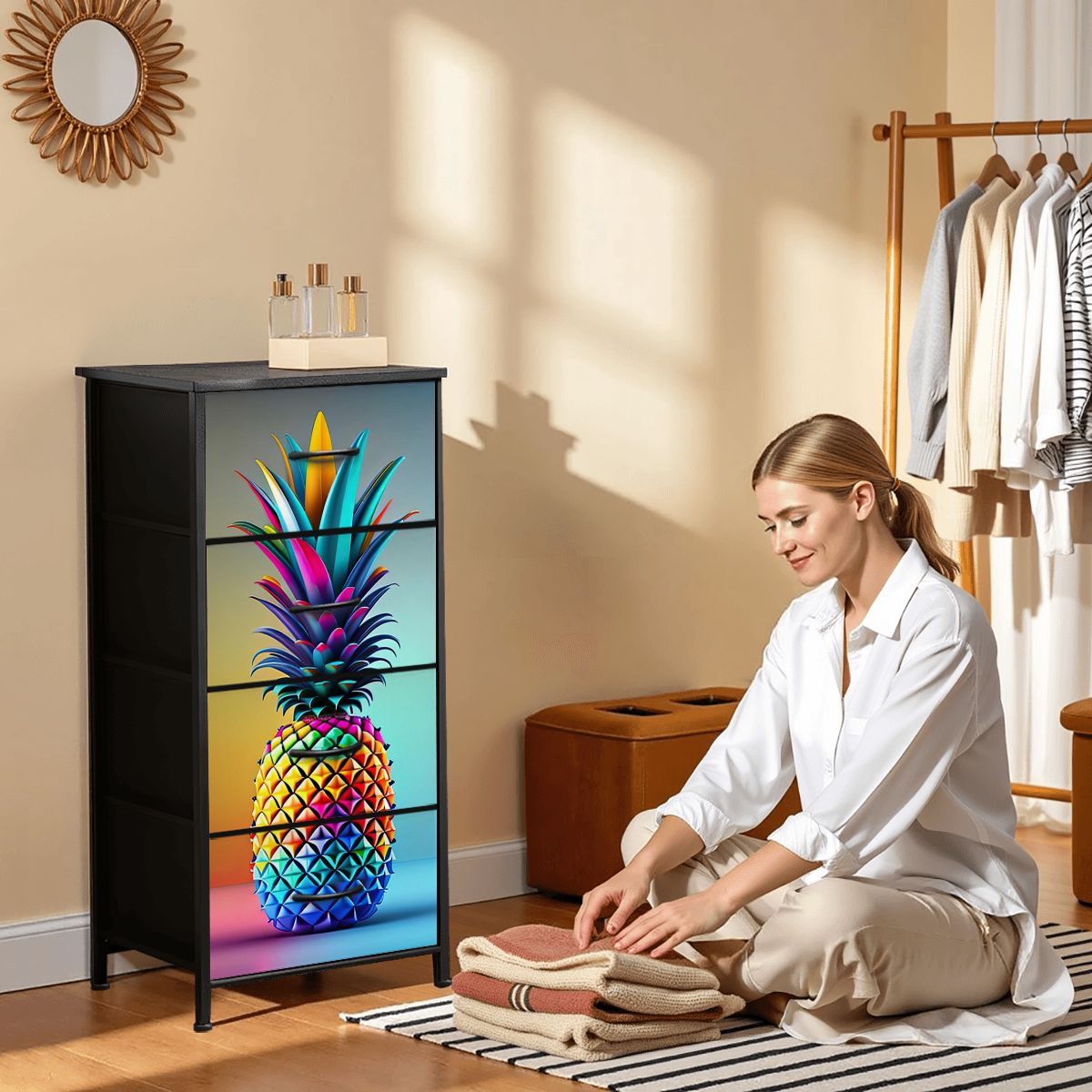 Colorful Upside-Down Pineapple 4-Drawer Dresser