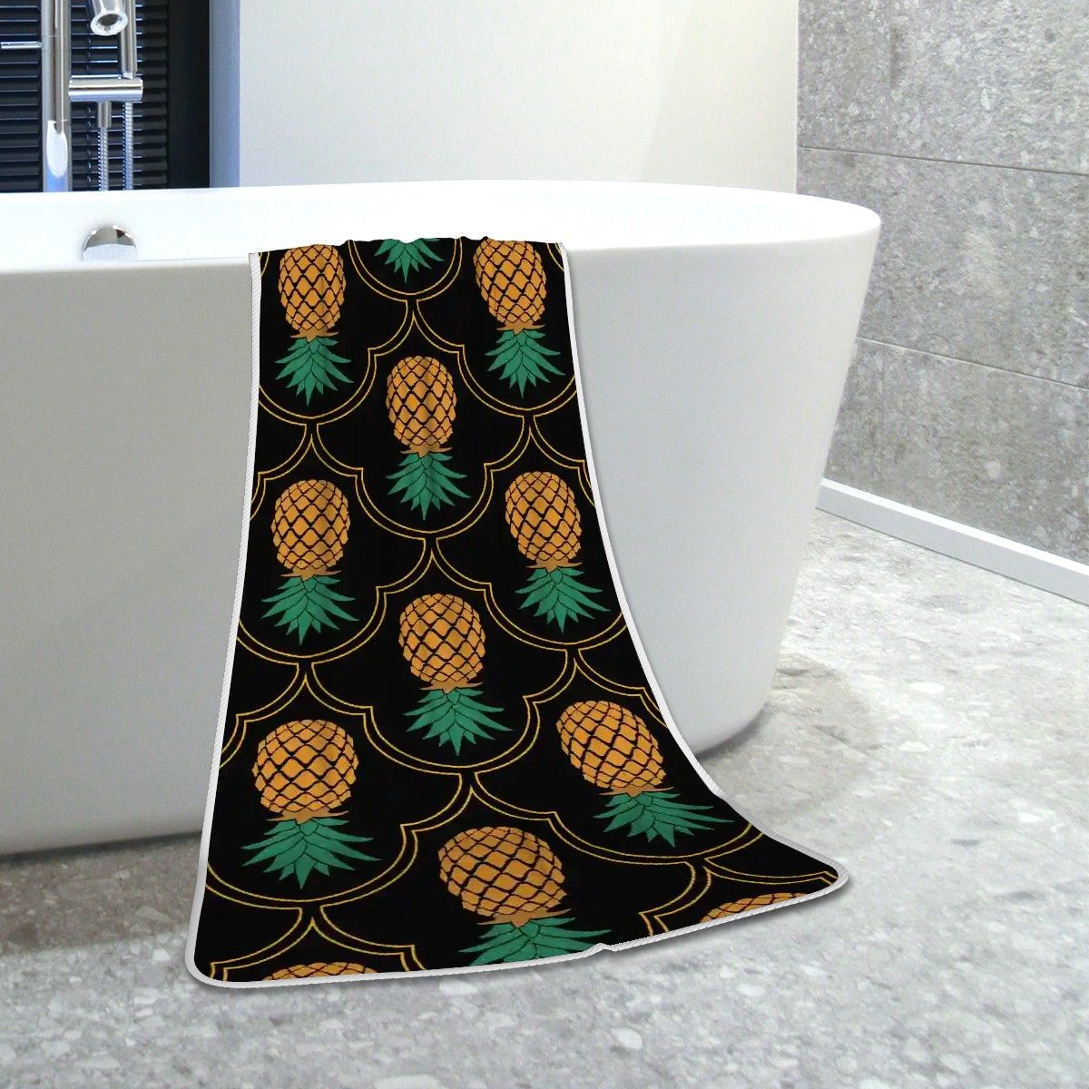Fancy Upside-Down Pineapple Coral Fleece Bath Towels 55"x27"