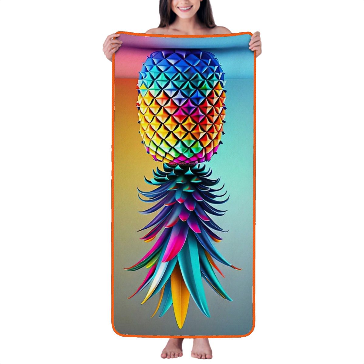 Colorful Upside-Down Pineapple Coral Fleece Bath Towels 55"x27"