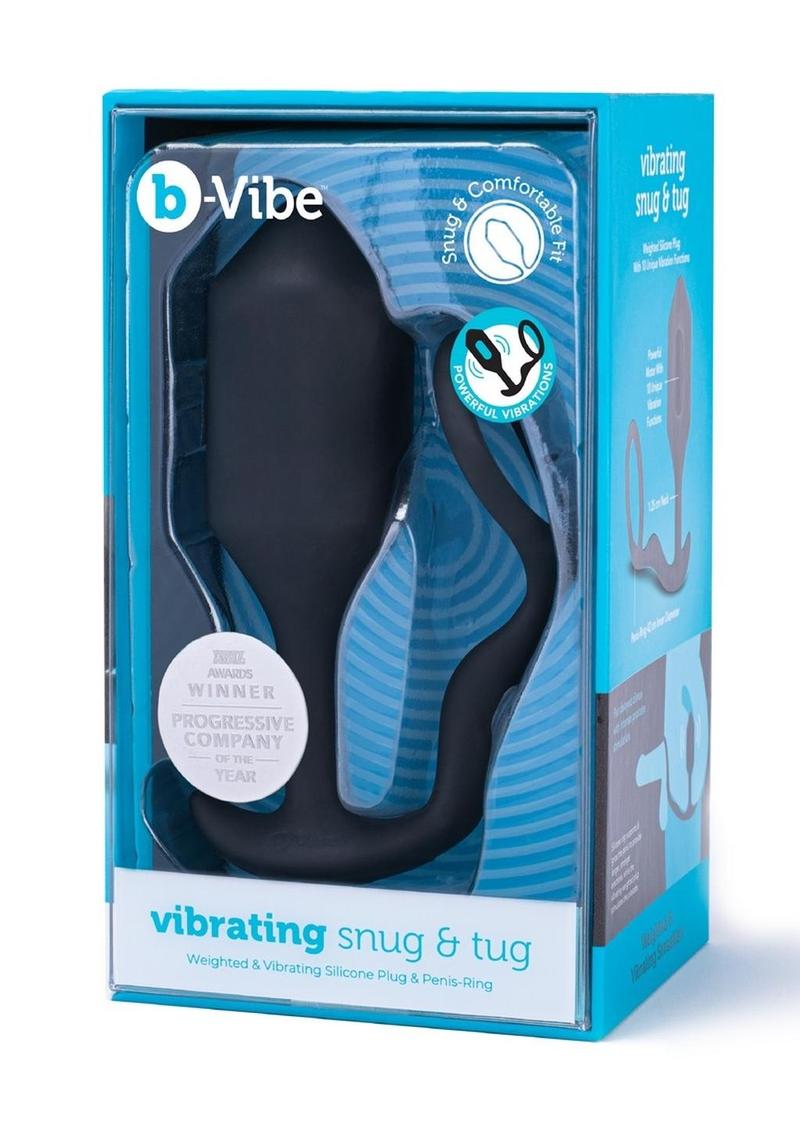 B-Vibe Vibrating Snug And Tug Silicone Cock Ring And Anal Plug