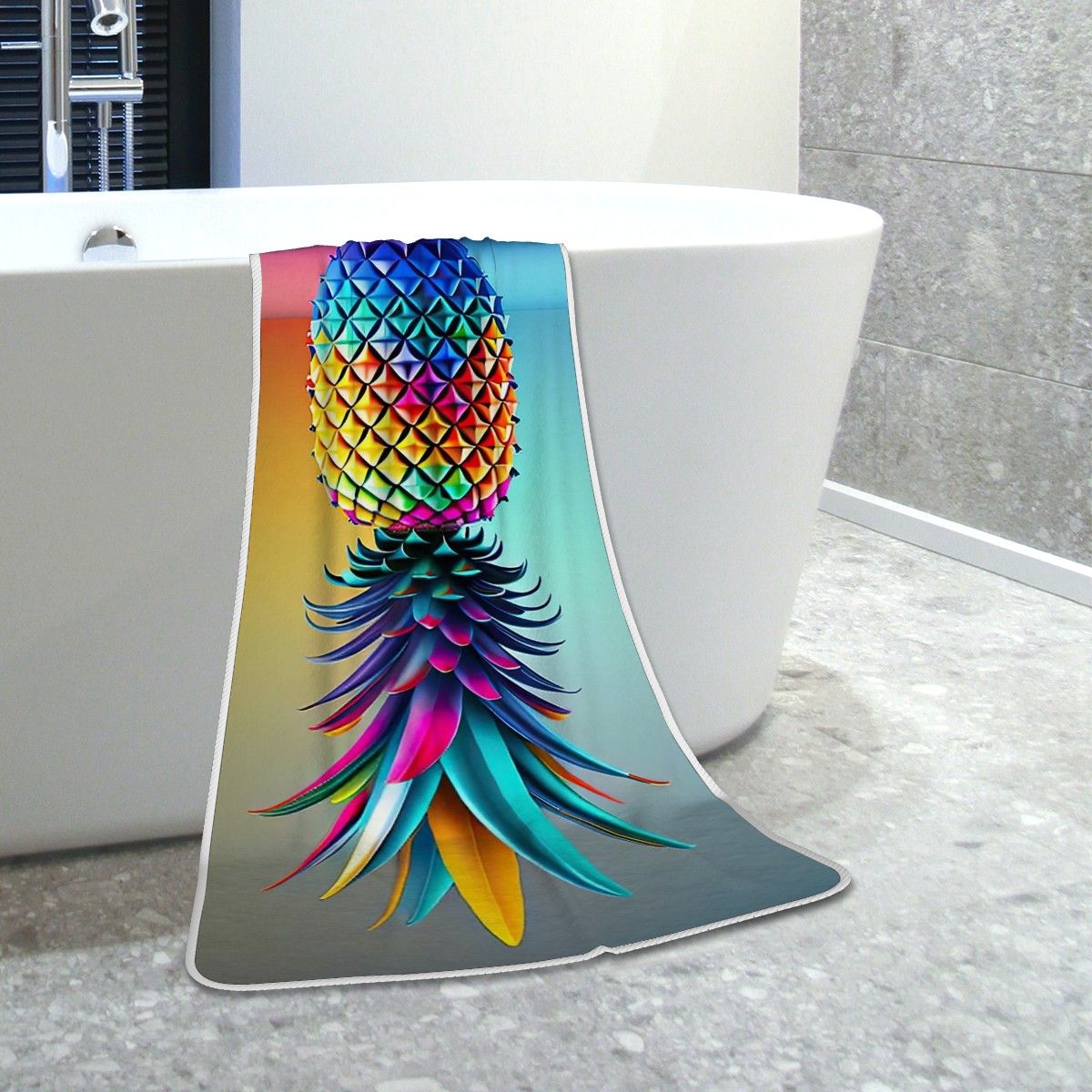 Colorful Upside-Down Pineapple Coral Fleece Bath Towels 55"x27"