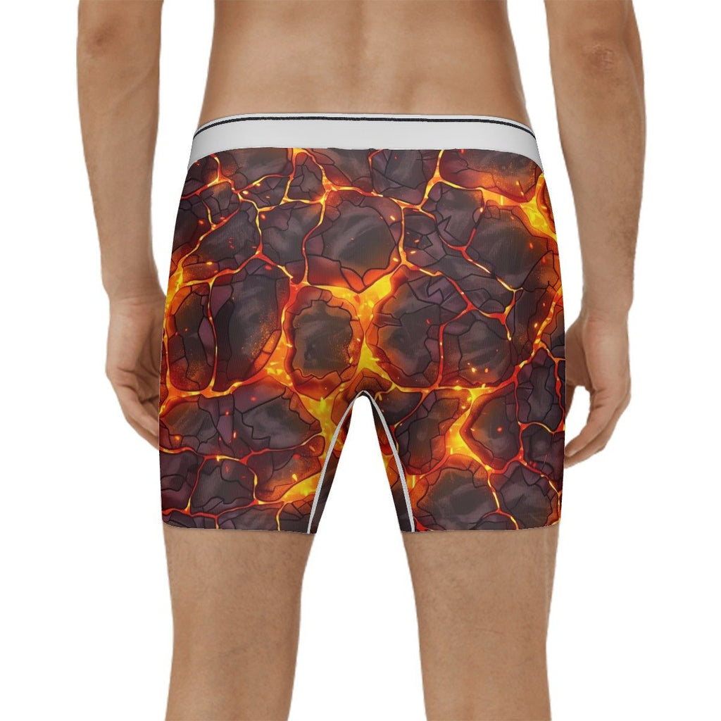 Extended Men's Boxer Briefs-Lava Pattern
