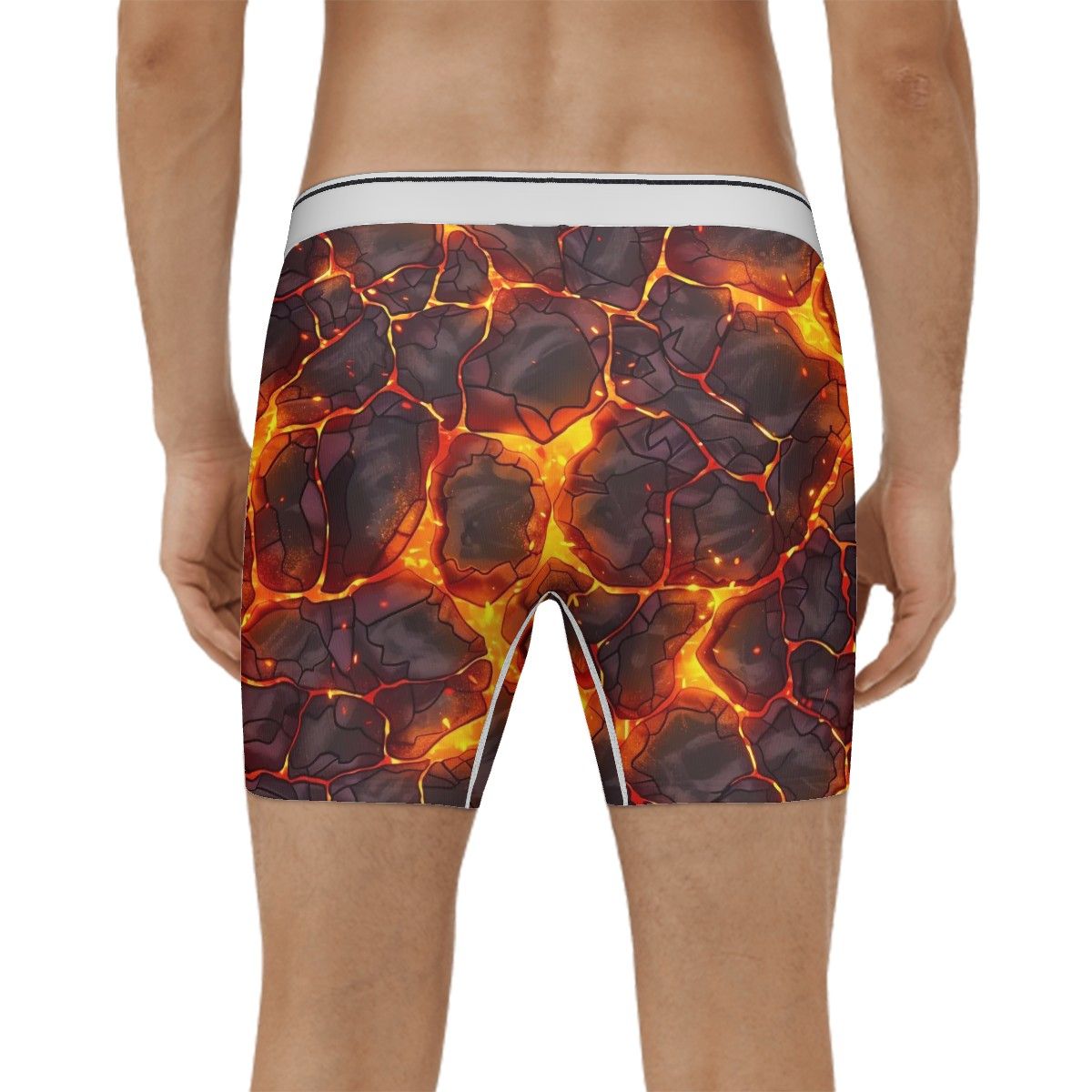 Extended Men's Boxer Briefs-Lava Pattern