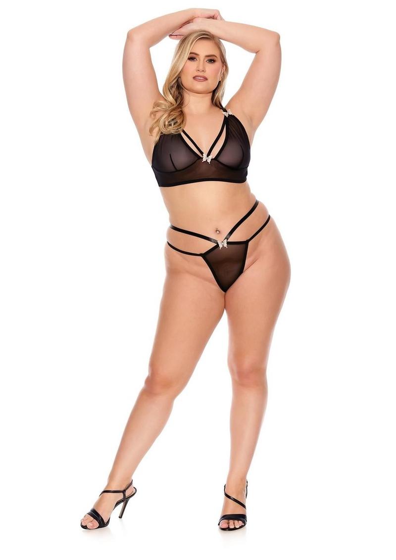 Barely Bare Plus Size Bodice Bra And G-String Panty Set