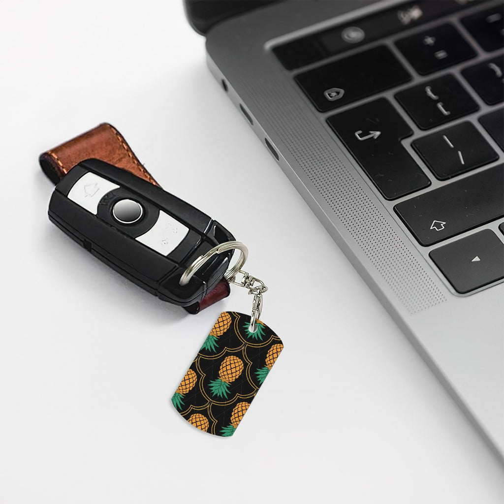 Fancy Upside-Down Pineapple Metal Keychain
