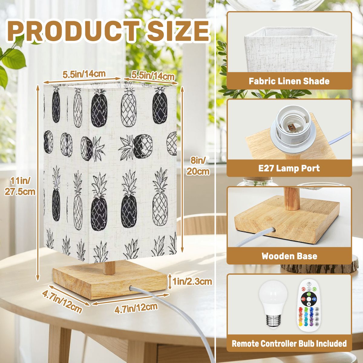 Pineapple-Swinger Inspired Lamp Square Table Lamp