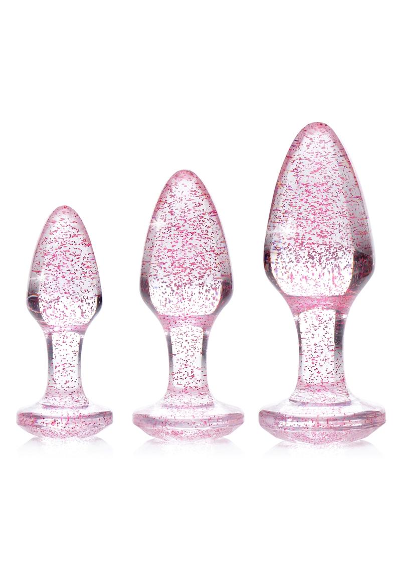 Booty Sparks Pink Glitter Gem Anal Plug Set