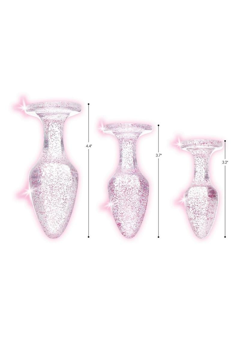 Booty Sparks Pink Glitter Gem Anal Plug Set