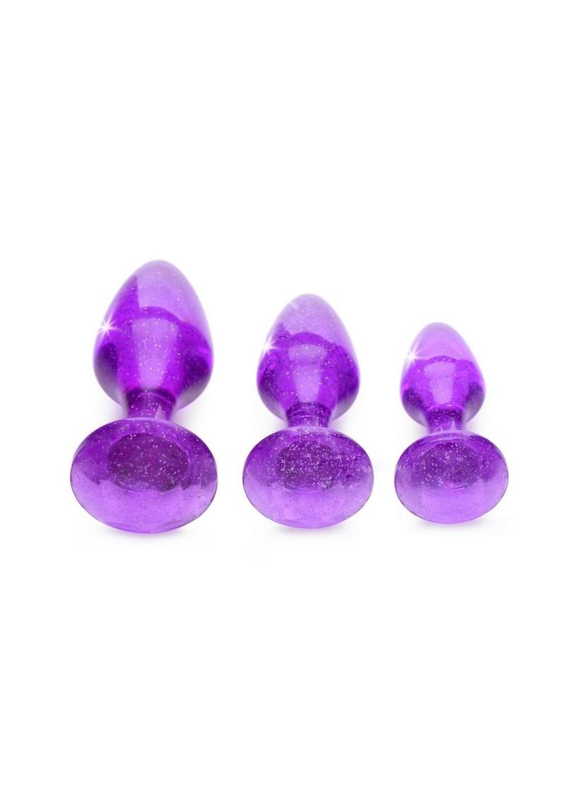 Booty Sparks Pink Glitter Gem Anal Plug Set