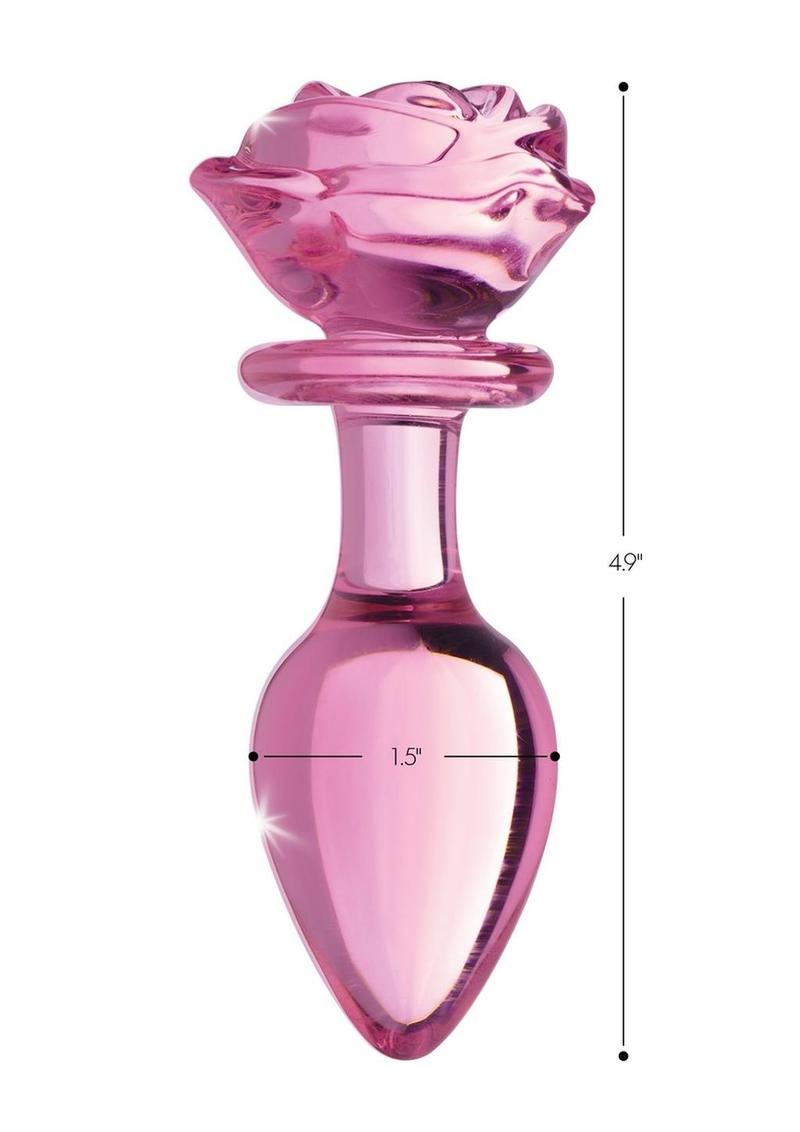 Booty Sparks Pink Rose Large Glass Anal Plug