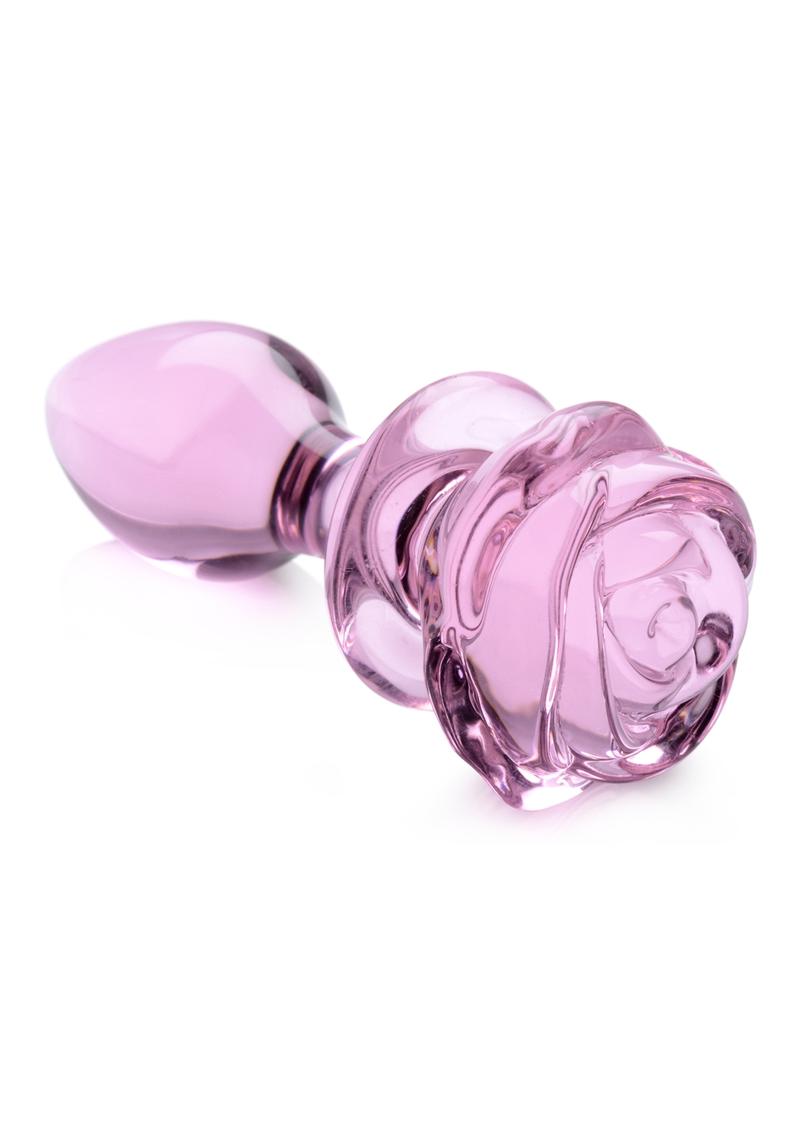Booty Sparks Pink Rose Large Glass Anal Plug