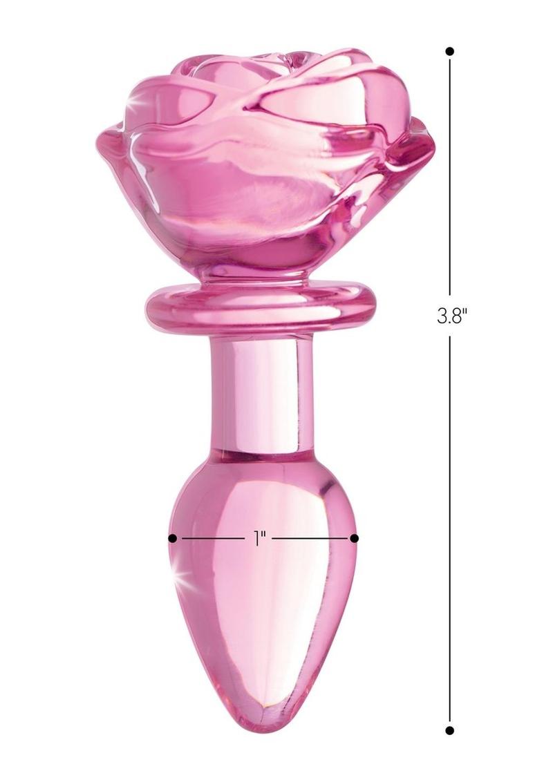 Booty Sparks Pink Rose Large Glass Anal Plug