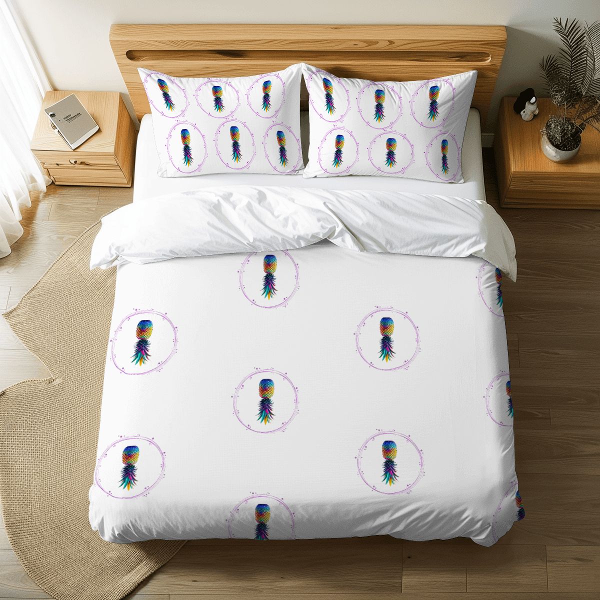 Upside Down Pineapple King Duvet Cover Set