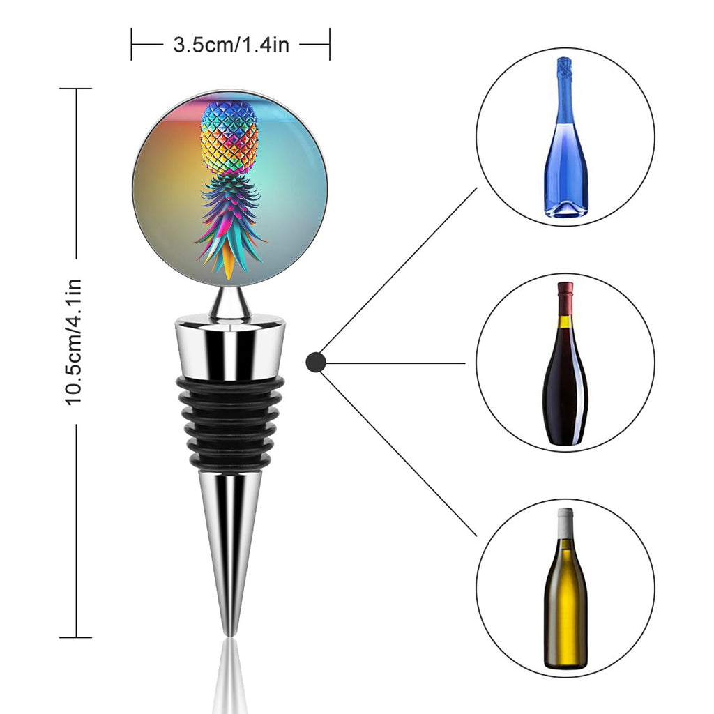 Colorful Upside-Down Pineapple Wine Bottle Stopper
