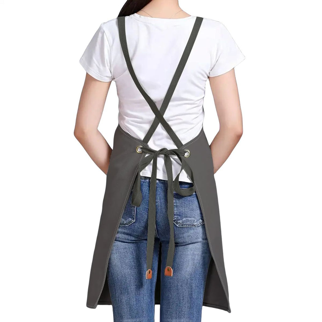 Upside Down Pineapple Unisex Canvas Cross Back Apron with Pockets