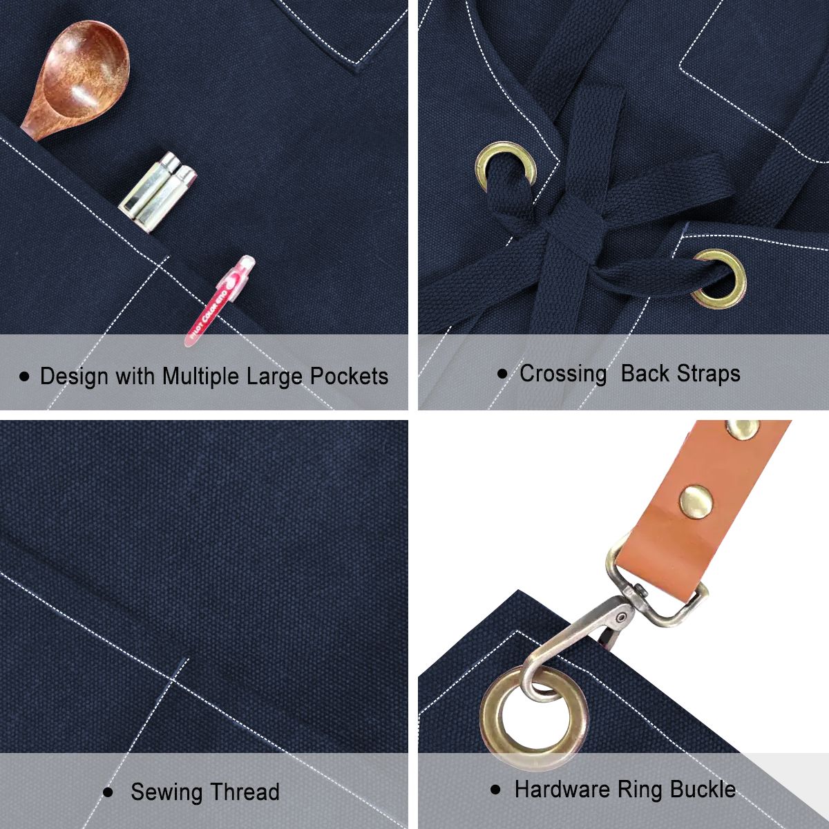 Upside Down Pineapple Unisex Canvas Cross Back Apron with Pockets