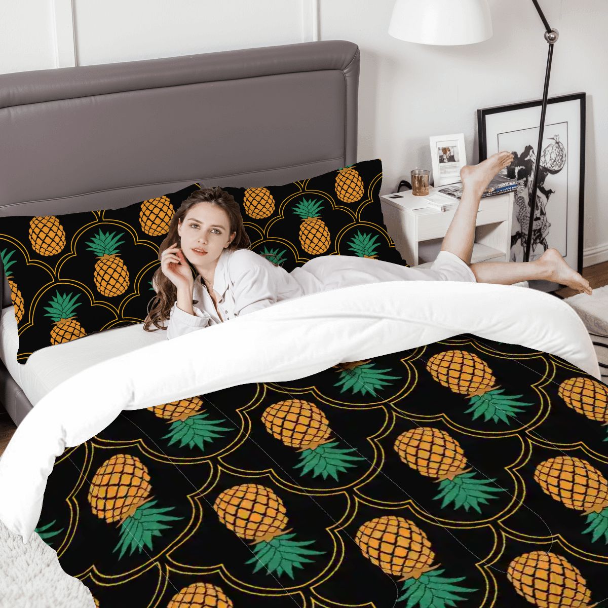 Fansy Upside-Down Pineapple Queen Comforter Set