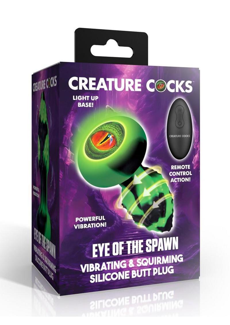 Creature Cocks Eye Of The Spawn Rechargeable Silicone Vibrating and Squirming Butt Plug with Remote