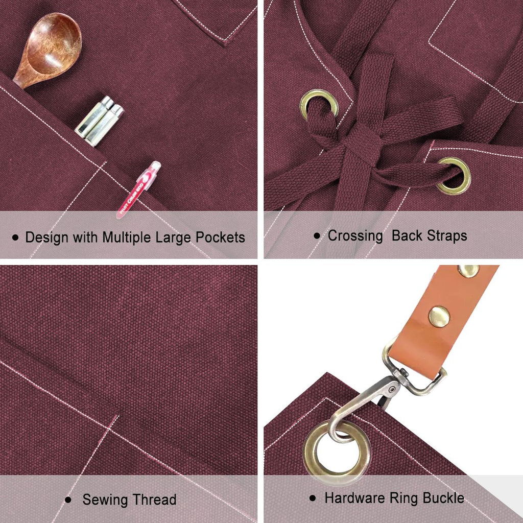 Upside Down Pineapple Unisex Canvas Cross Back Apron with Pockets