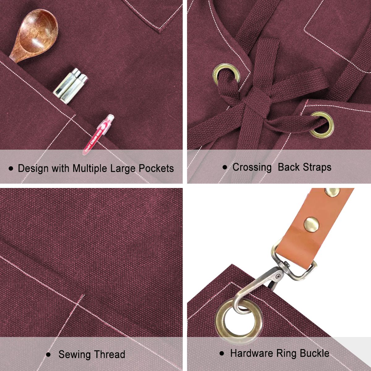 Upside Down Pineapple Unisex Canvas Cross Back Apron with Pockets