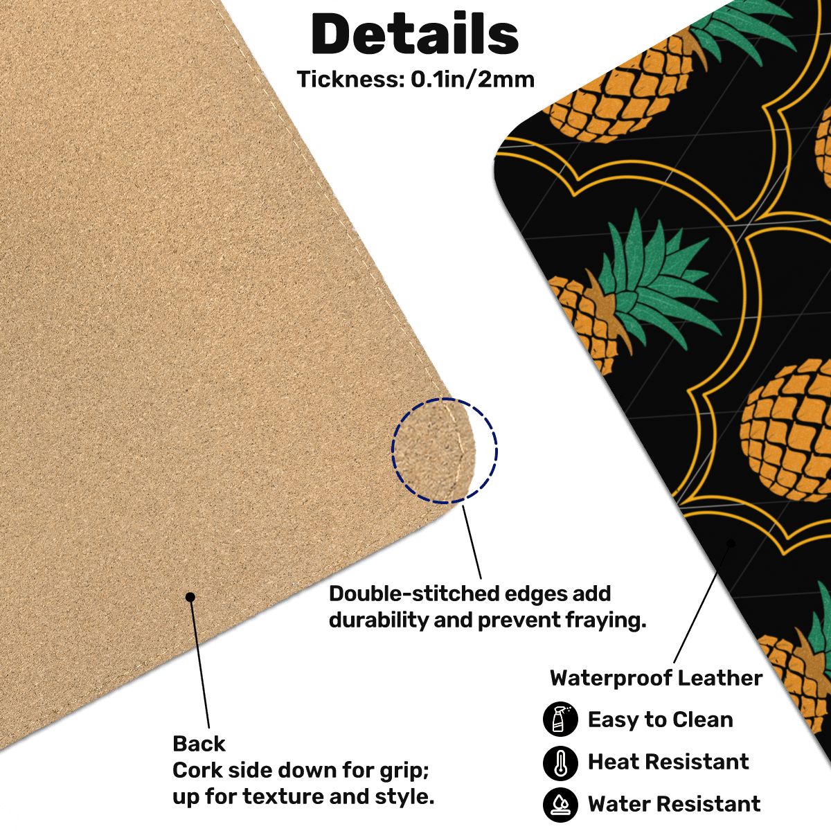 Fancy Upside-Down Pineapple PVC Leather Mouse Pad