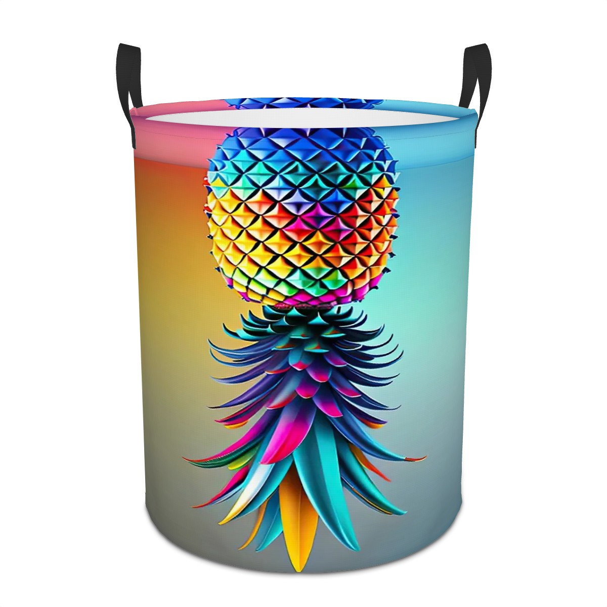 Colorful Upside-Down Pineapple Circular Laundry Basket