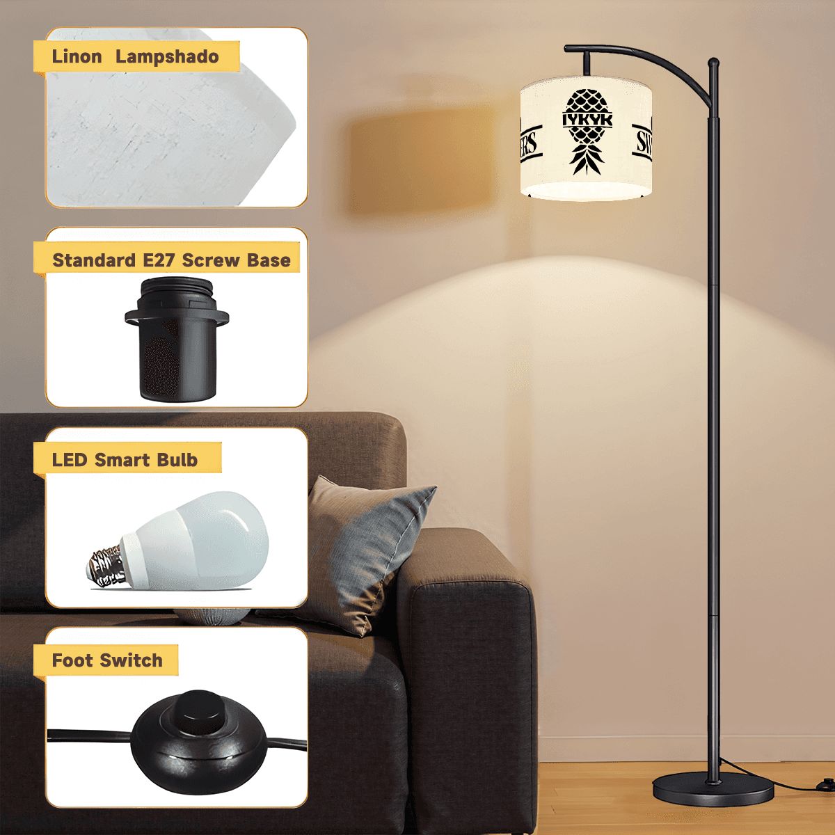 Swinger Inspired Arc Floor Lamp (Made in USA)